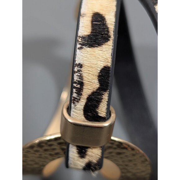 Cheetah Animal Print Faux Fur Gold Tone Hammered Wrap Bracelet 14 inch Boho - Picture 15 of 15